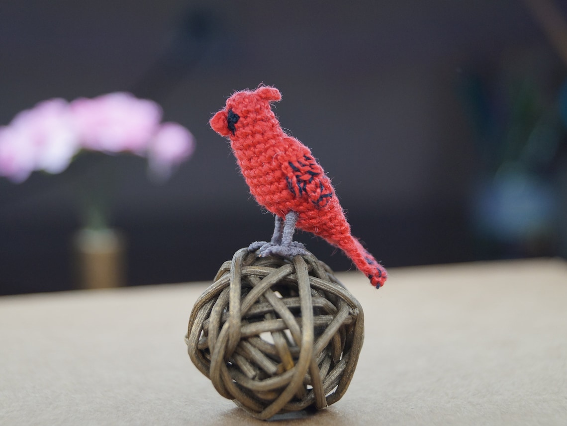 Amigurumi pattern red cardinal crochet ornament pdf pattern | Etsy