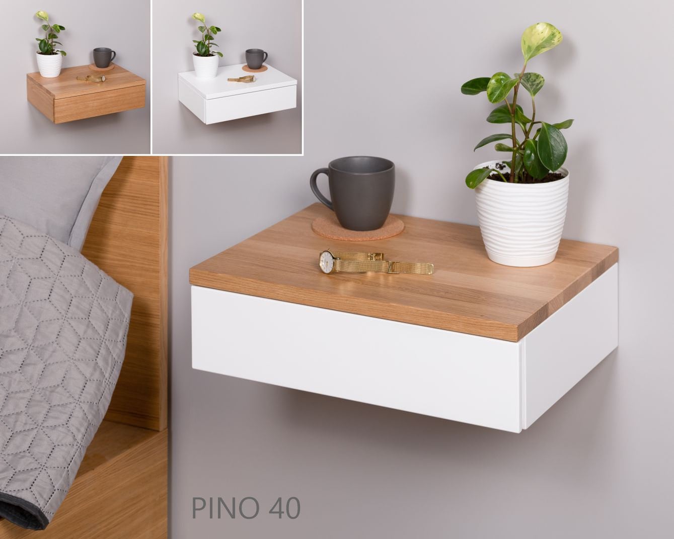 Floating nightstand, floating bedside table