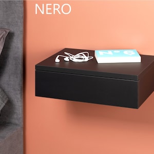 Black hanging nightstand, hanging nightstand with drawer