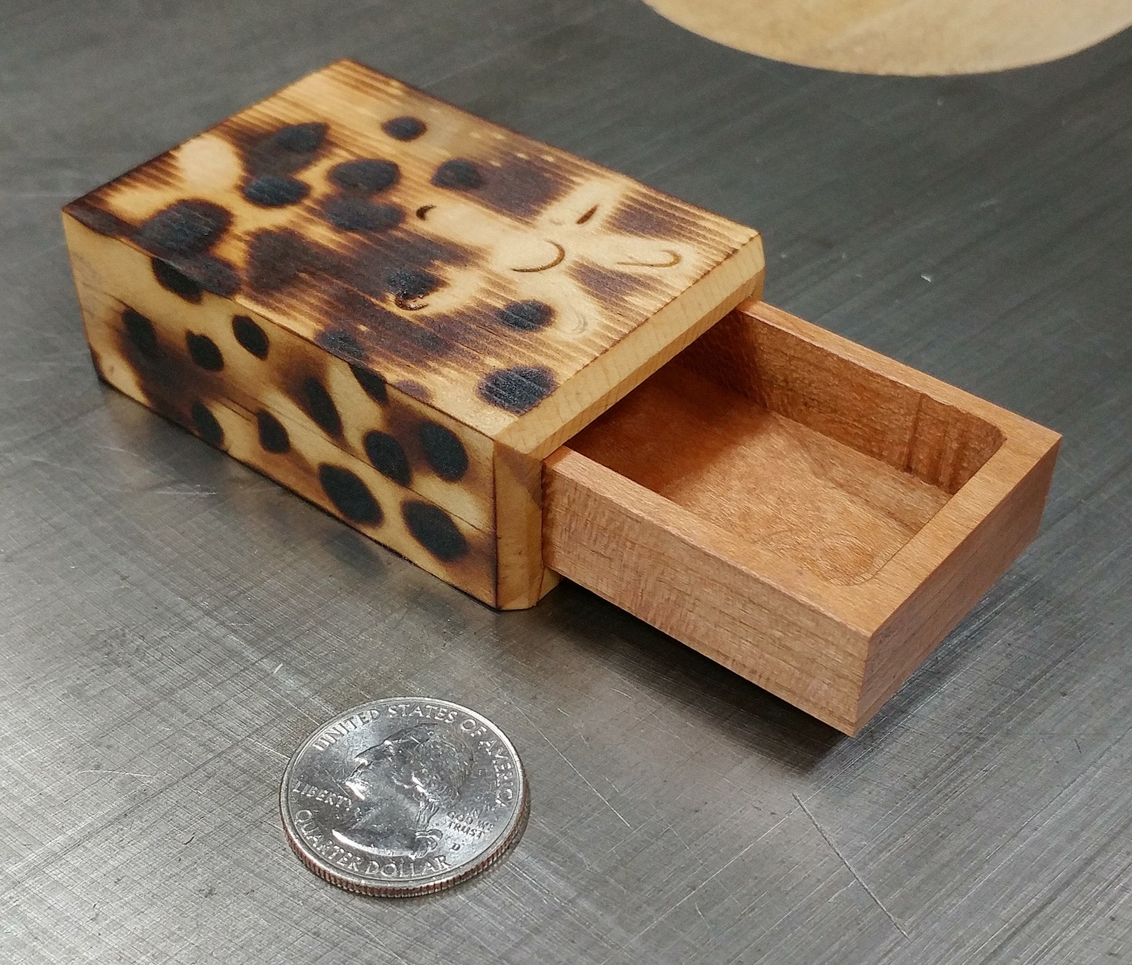 ON SALE Mini Wood Box Handmade Hand Burned Flower Etsy