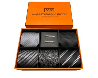 Amazing Necktie Collection - Includes 5 impressive tie designs & 2 tie clips - Makes a stunning statement in this bold, substantial gift box