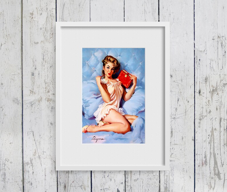 World War II Art Pinup Girl Vintage Art Print Pinup Girls Mid-Century Art Bombshell Art Print Vintage Wall Art