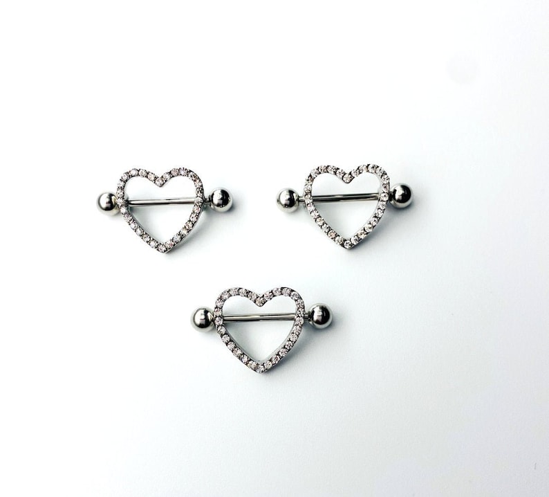 Titanium Heart Nipple Piercing Silver Jewelry Nipple Barbells Etsy