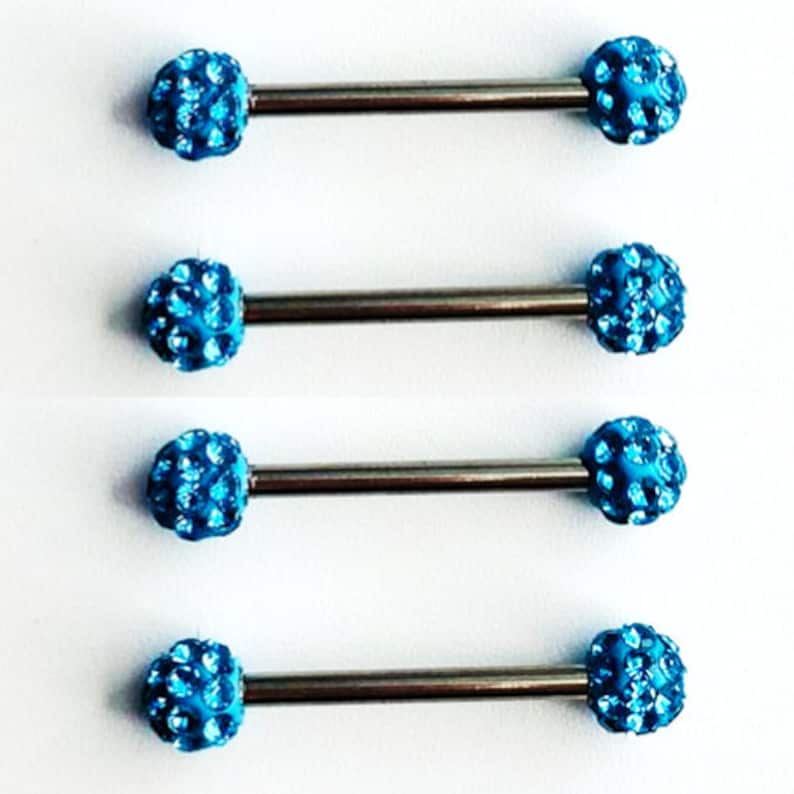 Nipple Bar Tongue Bar Nipple Piercing Tongue Piercing Blue Etsy