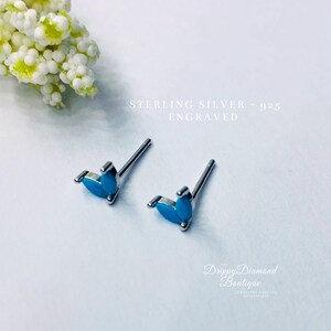 925 Sterling Silver Dainty Dolphin Tail Stud Earrings - Silver and Light Blue Stone Crystal, Simple Cute Small Gift for Her