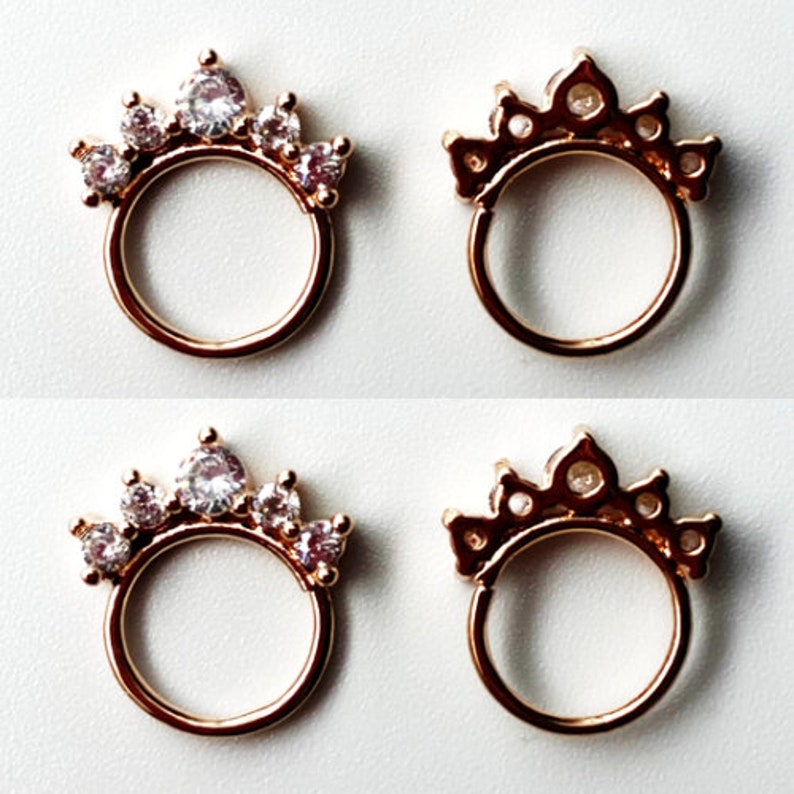 Rose Gold Roxy crystal nose ring Daith Piercing Septum Ring Septum jewelry Septum piercing clicker Septum pincher Helix Conch tiny hoop