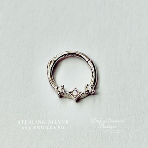Sterling Silver Clicker Septum Ring Conch Earring - Two Studs & Diamond Geometric Design White Zircon Jewellery Gift for Her