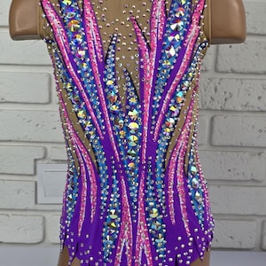 Rhythmic Gymnastics Leotard for Girls | Handmade Sparkly Leotard | Height 124–134 cm