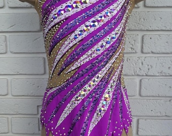 Rhythmic Gymnastics Leotard for Girls | Handmade Sparkly Leotard | Height 140–150 cm