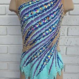 Rhythmic Gymnastics Leotard for Girls | Handmade Sparkly Leotard | Height 143–153 cm