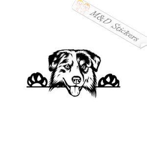 2x Peaking Australian sheppard Dog Vinyl Decal Sticker Different colors & size for Cars/Bikes/Windows