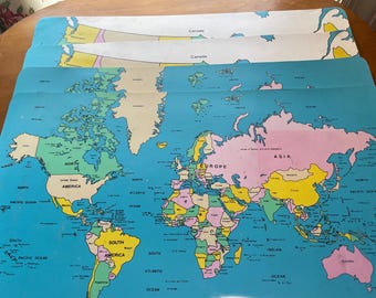 Eat and Learn 1983 Map place mats w/World maps & United States Maps
