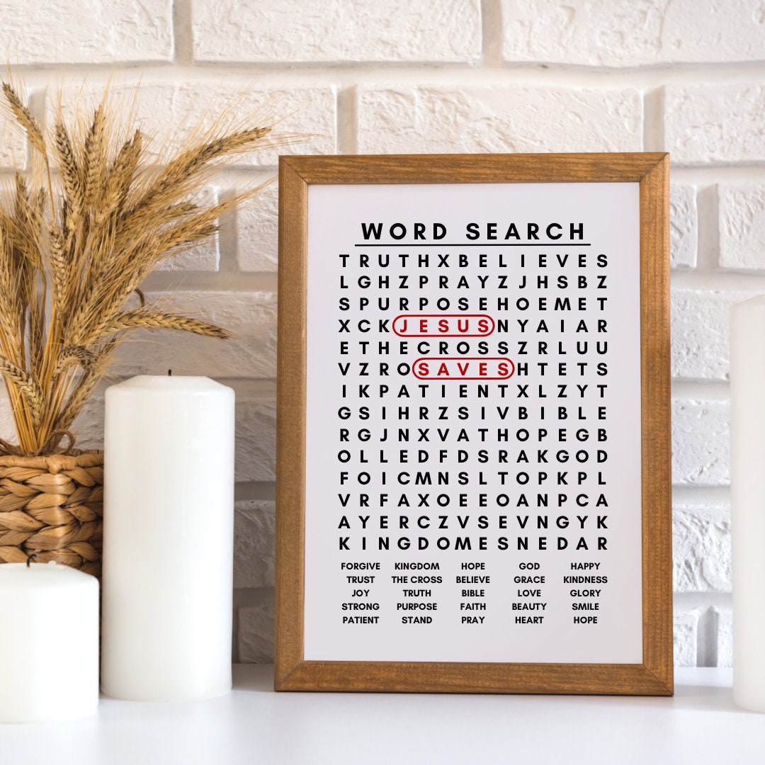 Christian Word Search Printable Sign, Jesus Saves Printable Sign, Bible ...