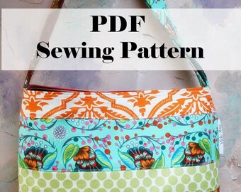 Liz Everyday Purse Sewing PDF Pattern, Tutorial for Sewing Your Own Tote Purse, Small to Medium size purse DIY Pattern, Sew a Purse Pattern