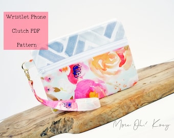 Wristlet Cell Phone Purse Pattern, PDF How to sew a clutch,  PDF Sewing Pattern for handbag, Ebook Sewing Tutorial