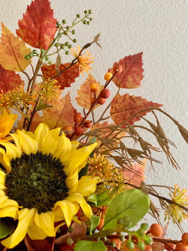 Fall Hydrangea & Sunflower Metal Door Basketfall Door Etsy