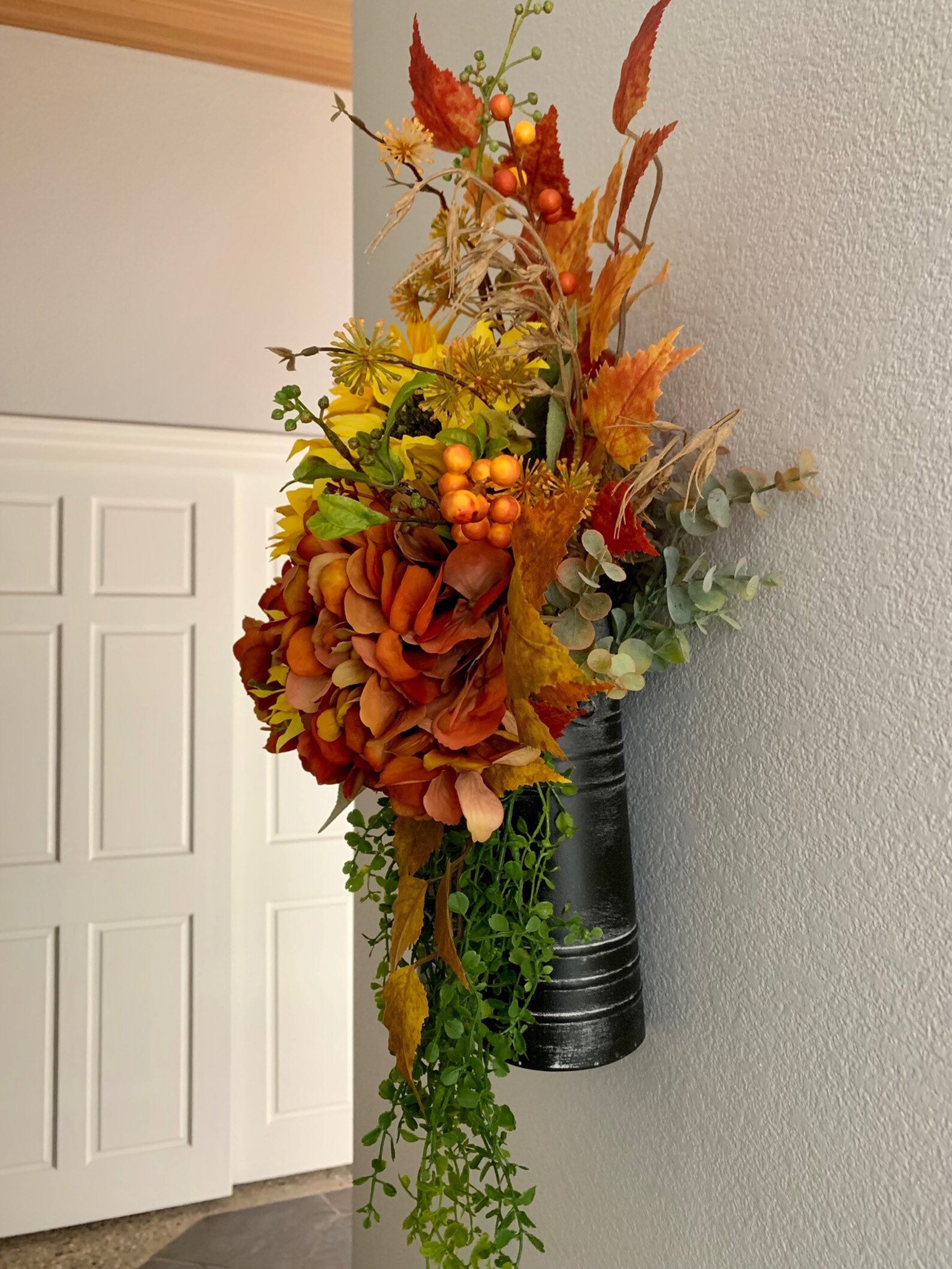 Fall Hydrangea & Sunflower Metal Door Basketfall Door Etsy