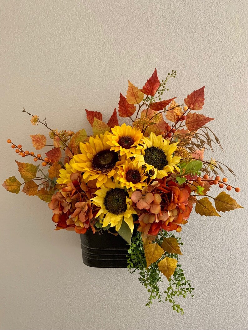 Fall Hydrangea & Sunflower Metal Door Basketfall Door Etsy