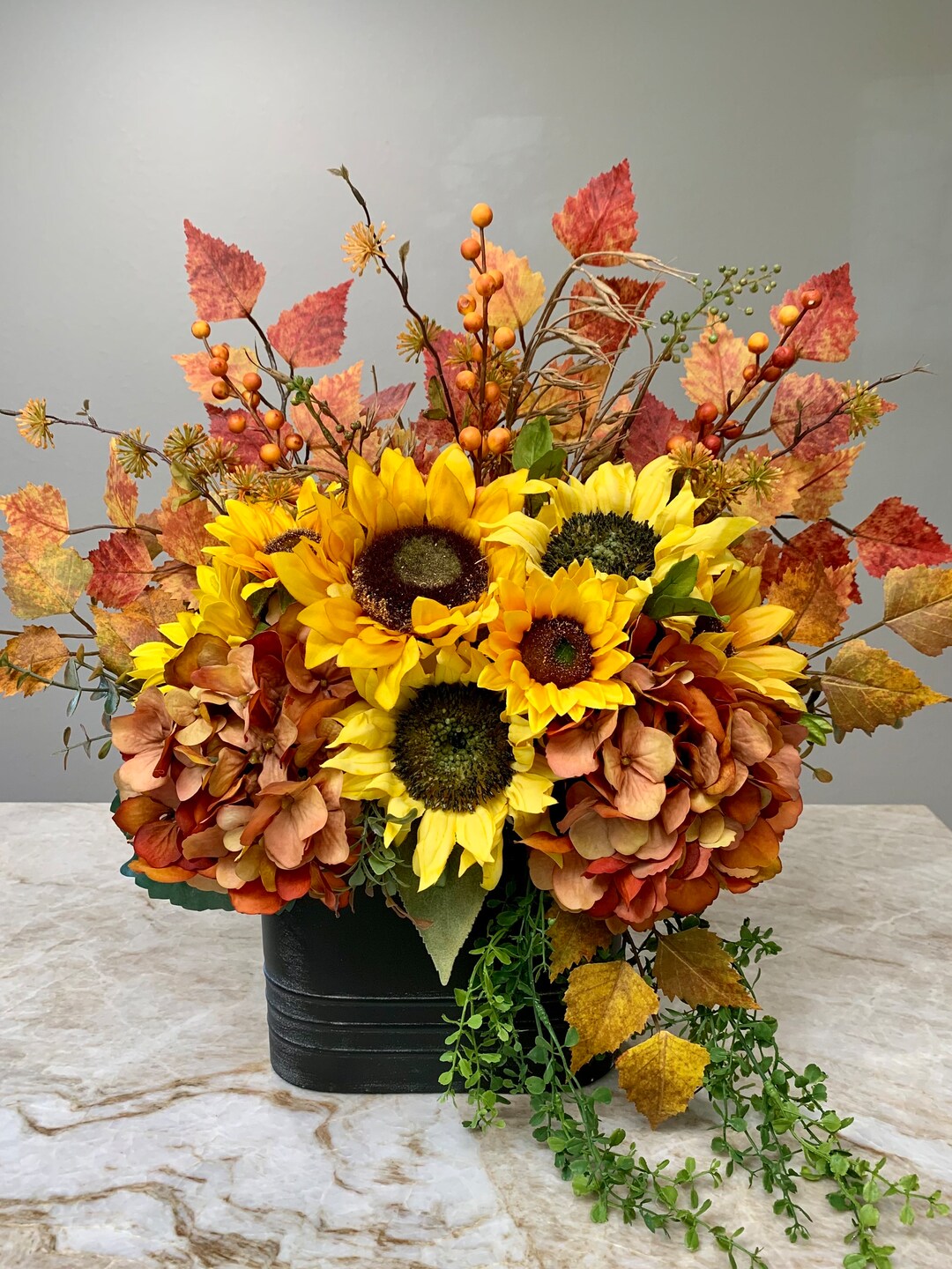Fall Hydrangea & Sunflower Metal Door Basketfall Door Etsy