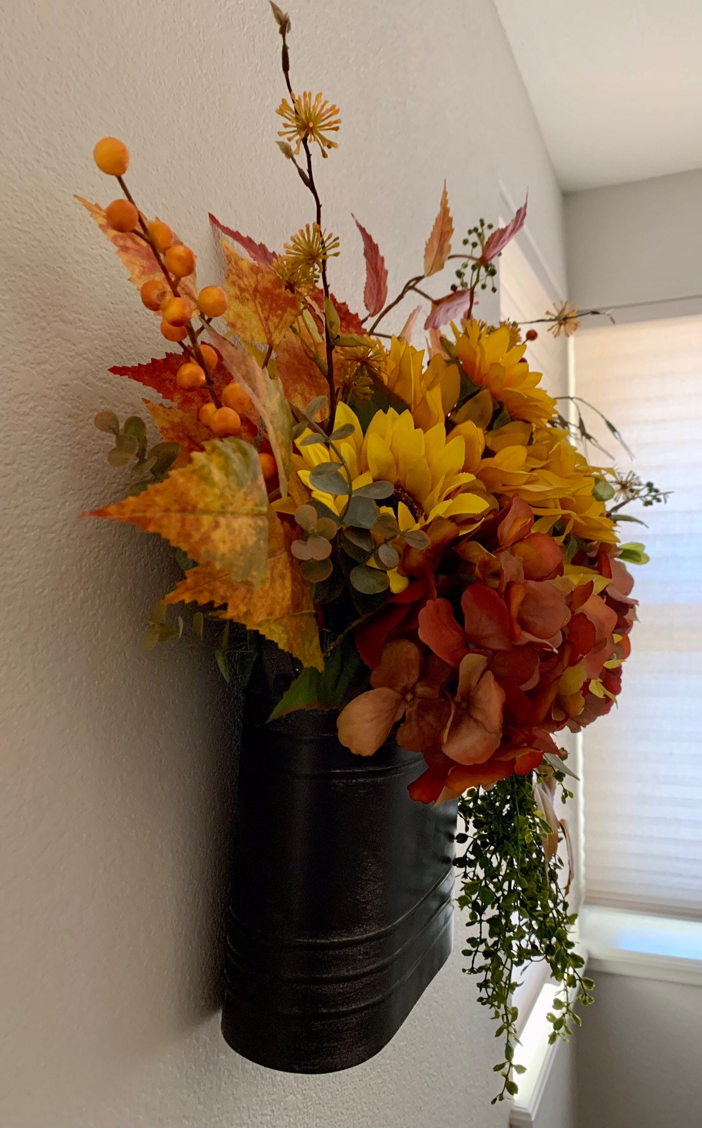 Fall Hydrangea & Sunflower Metal Door Basketfall Door Etsy
