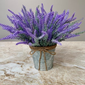 Modern Farmhouse Faux Lavender Arrangement-Everyday Lavender Arrangement-Charming Lavender Arrangement in Galvanized Planter-Housewarming
