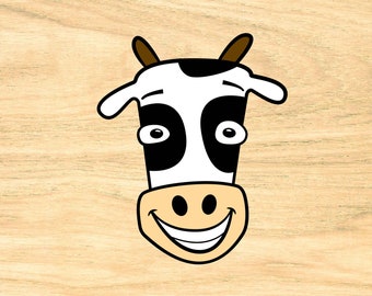 Cute vector cow, Humor cow, Cow face svg, Farm Animal svg, Heifer cut file, Cow clip art, T shirt, Cartoon animal vector, Funny svg animal