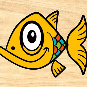 Fish svg, Vector fish, Yellow fish svg, Cartoon vector, Cute fish SVG, Kid Shirt, Animal svg, Clipart, Kids svg, T Shirt SVG