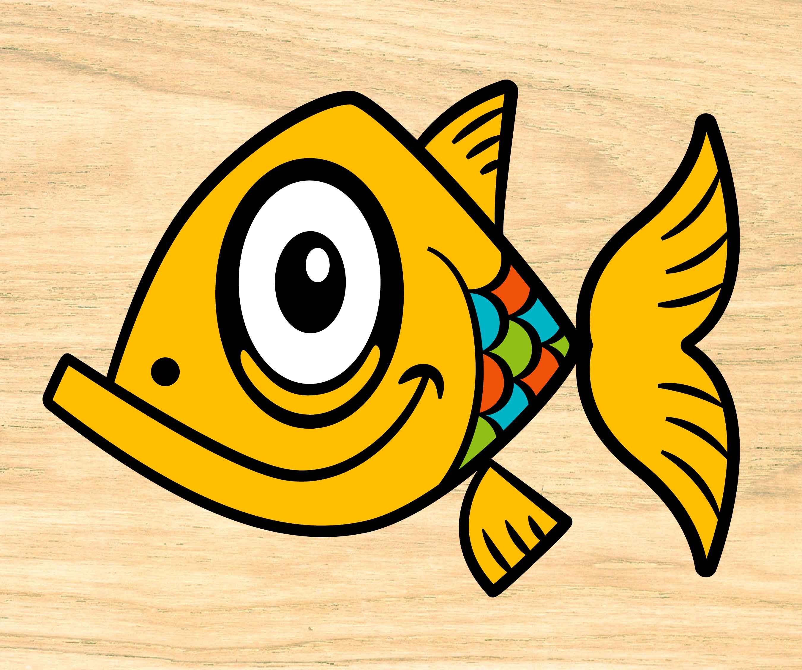 Fish Svg Vector Fish Yellow Fish Svg Cartoon Vector Cute Etsy