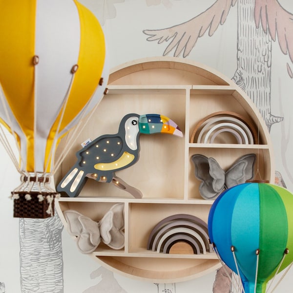 Geel - Witte decoratieve ballon | Heteluchtballon | Stoffen luchtballon | Kinderwanddecoratie | Ballondecoratie | Cadeau voor babyshower