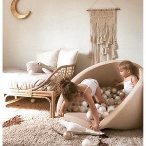 Beige Ball-Pit Round +200 Balls included  Baby Foam Round Ball Pit, Ball Pit Toddler, Ball Pit Foam, Ball Pit Kids