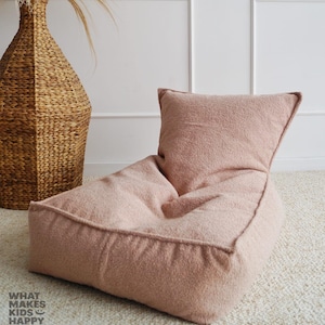 BOUCLE Pink Bean Bag for Kids | Floor Cushion | Bean Bag Chair | Boho Lounger | Floor pouf | Big pouf for rest | Floor coushion