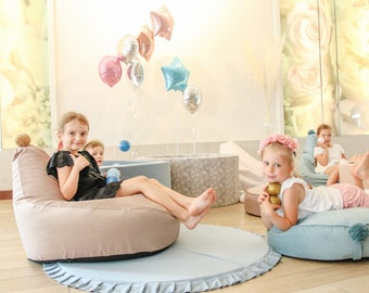 Bolsa de frijoles para niños / Puf pequeño para niños / Puf de piso / Puf grande para descansar / Coushion de piso / Silla de bolsa de frijoles / Tumbona Boho