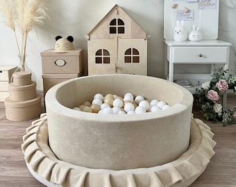 Ball Pit + 200 Balls included - Cotton Velvet Ecru, Light Beige, Creme