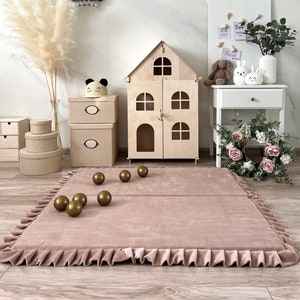 Large Velvet Foldable Play Mat, Padded Play Mat, Play Mat for children, Kids activity matt, Floor Game Mat, Play Mat, Baby carpet