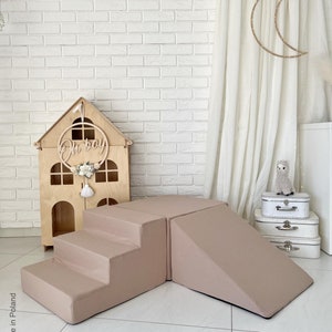 Foam speelset katoengrijs | Roze | Beige | Klimmen Home Speeltuin Gym | Blokspeelset