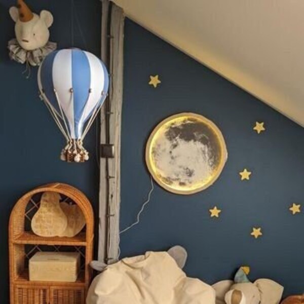 Palloncino decorativo blu - bianco / Mongolfiera / Mongolfiera in tessuto / Decorazione da parete per bambini / Decorazione con palloncino / Regalo per baby shower