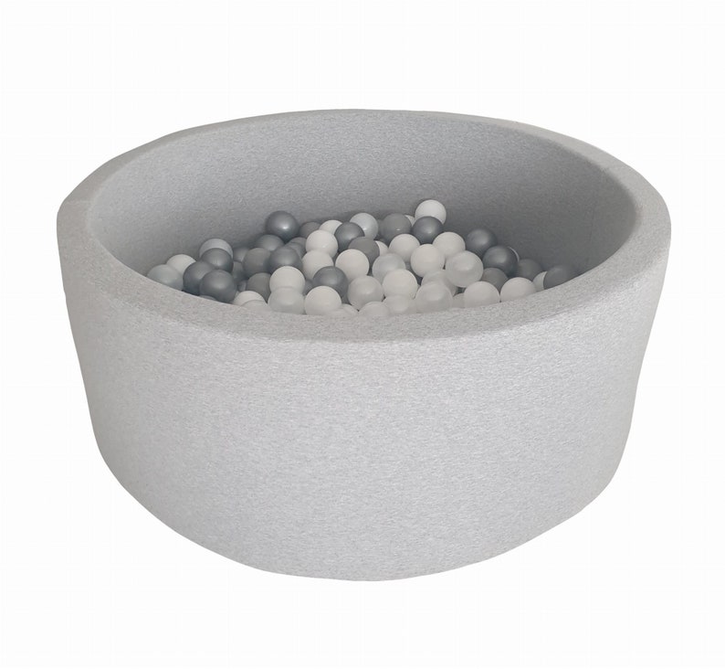 Large Round Ball Pit 300 Balls Included Gray Pink Pit Etsy