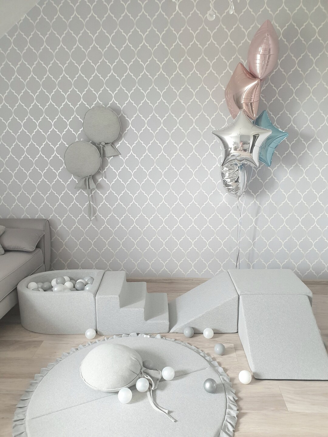 Climbing Foam Play Set With Ball Pit 100 Balls Own Color Mix , Foam