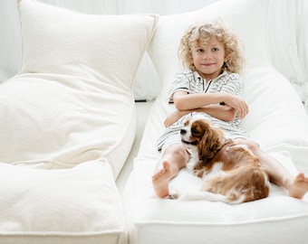 Puff BOUCLE para niños / Cojín de suelo / Sillón puff / Tumbona bohemia / Puff de suelo / Puff grande para descansar / Cojín de suelo