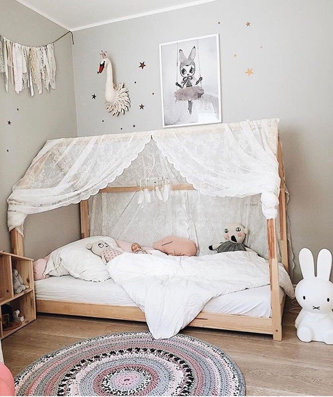 House Kids Bed Scandinavian Wooden House Bed Wood Toddler - Etsy