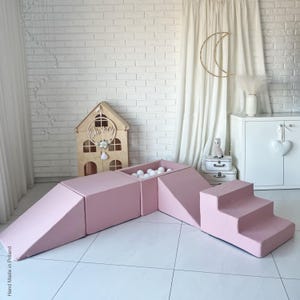 Pink Climbing Foam Play Set with ball pit + 100 Balls Own Color Mix , Foam playset, Block playset, Modules elements set, Indoor Playground