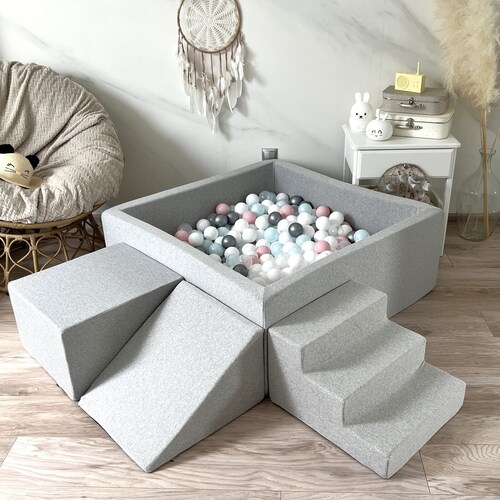 Climbing Foam Play Set With Ball Pit 100 Balls Own Color Mix Etsy