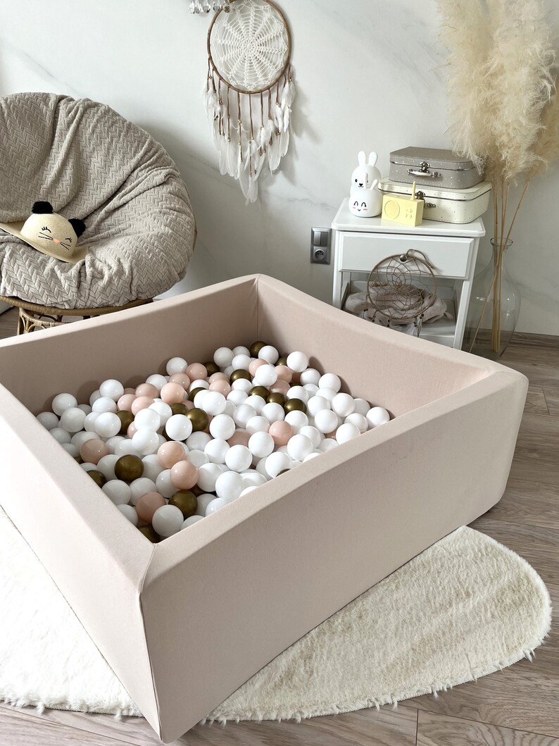 Beige Climbing Foam Play Set With Large Square Ball Pit 400 Etsy