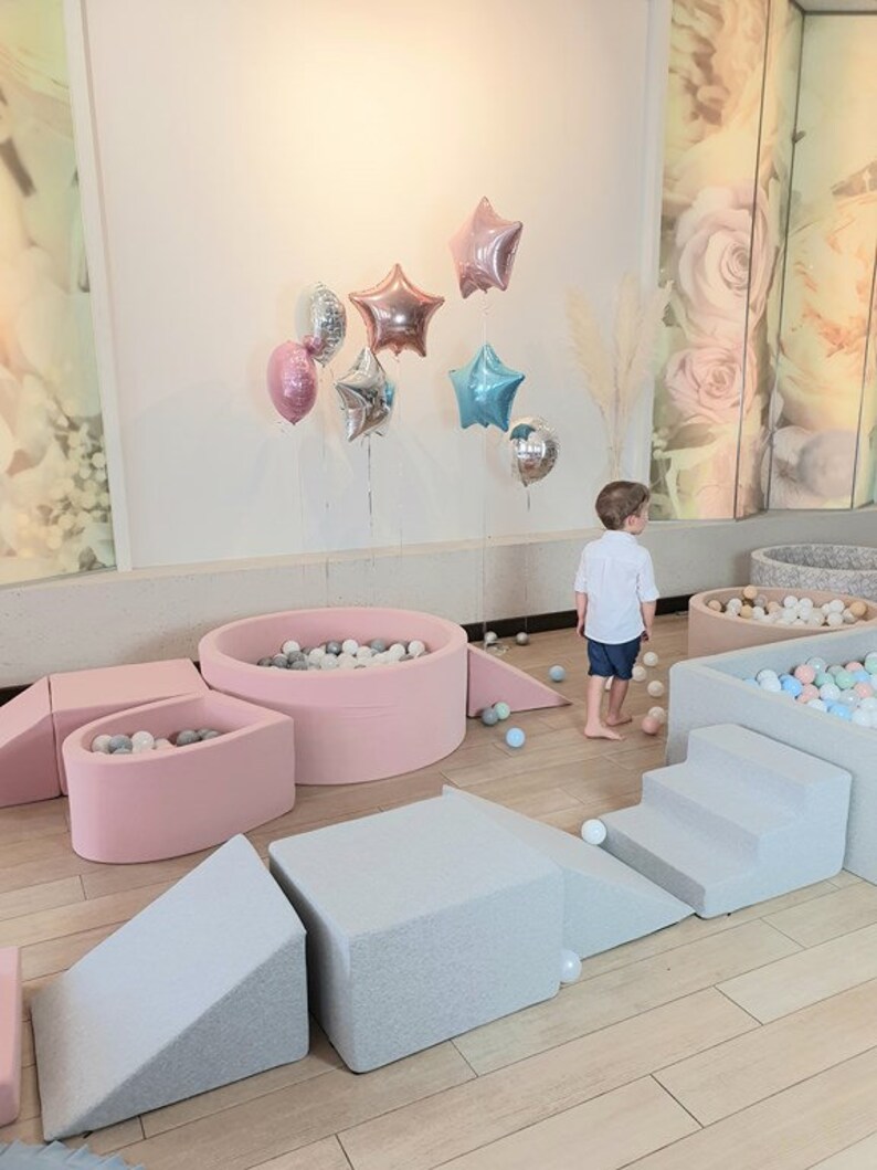 Beige Climbing Foam Play Set With Round Ball Pit 200 Balls Etsy