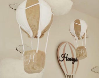 Beige Heißluftballons für das Kinderzimmer | Stoffballons | Neutrales Babyzimmer | Kinderzimmer Wanddeko | Dekorative Luftballons