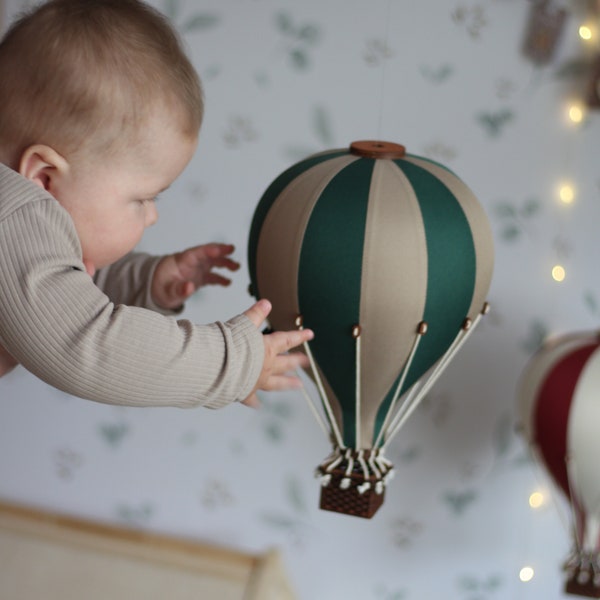 Beige - Tiefgrüner dekorativer Ballon | Heißluftballon | Luftballon aus Stoff | Wanddekoration für Kinder | Weihnachtsdekoration | Geschenk zur Babyparty