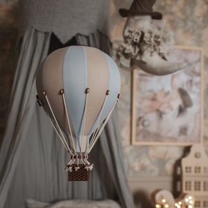 Beige - Light Blue Decorative Balloon | Hot Air Balloon | Fabric Air Balloon | Kids wall decoration | Ballon Decoration |Baby shower gift