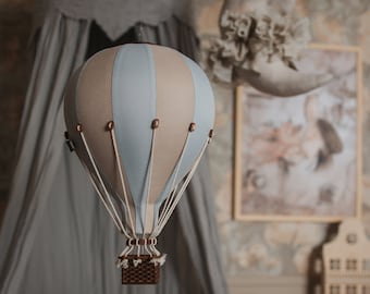 Beige - Light Blue Decorative Balloon | Hot Air Balloon | Fabric Air Balloon | Kids wall decoration | Ballon Decoration |Baby shower gift