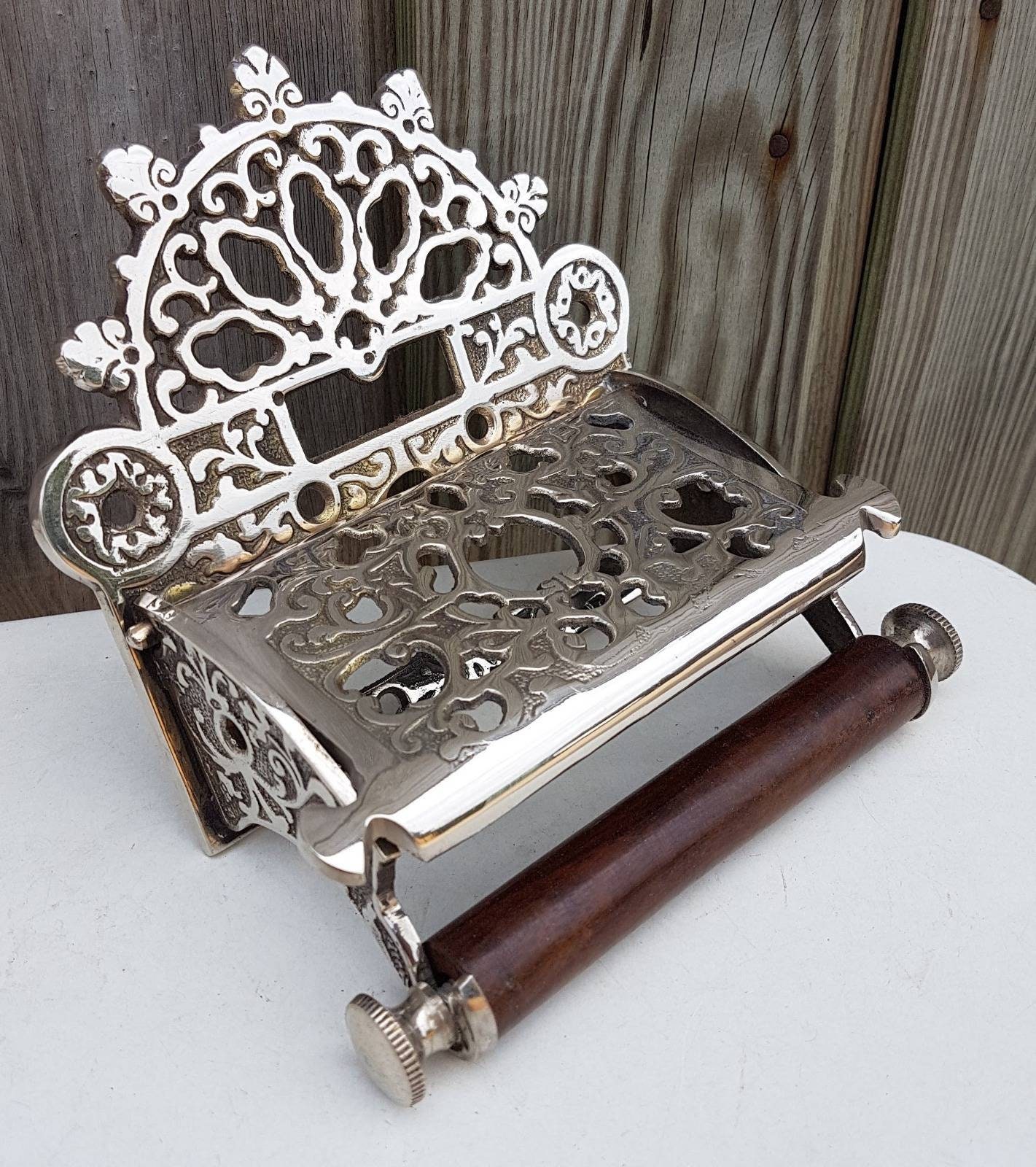Victorian Style Brass Toilet Roll Holder in Nickel Finish Etsy