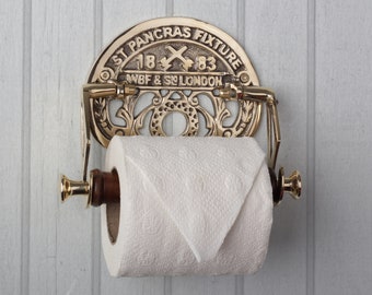 Victorian Toilet Roll Holder St. Pancras in Brass with Screws, Bathroom Accessories Traditional Toilet Paper Roll